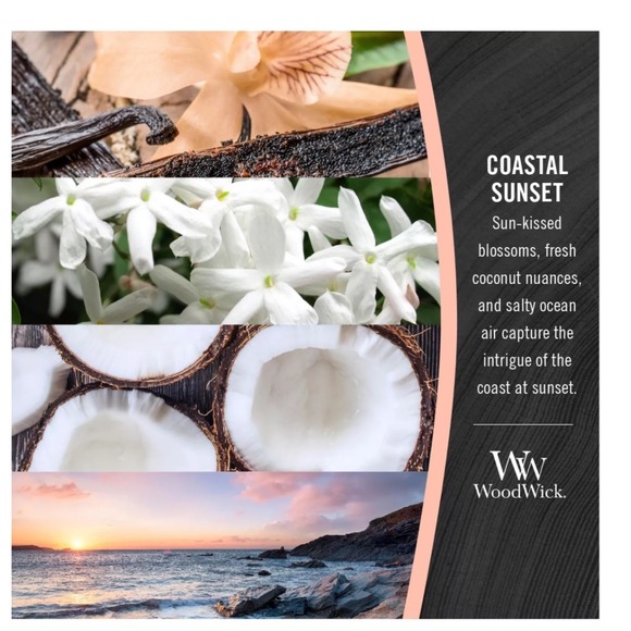 WoodWick Coastal Sunset Large Hourglass Jar Candle Wood Lid Crackles Burns NEW - Picture 5 of 9